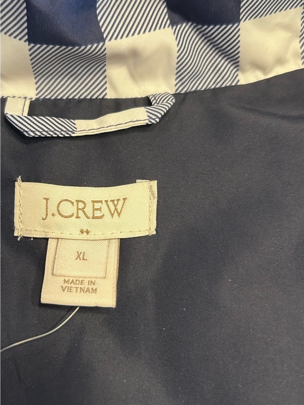 J. Crew Quilted Vest Size XL Blue Cream Plaid Down Filled - Picture 8 of 8